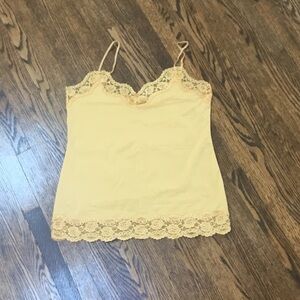 Yellow Lace Trim Spaghetti Strap Camisole